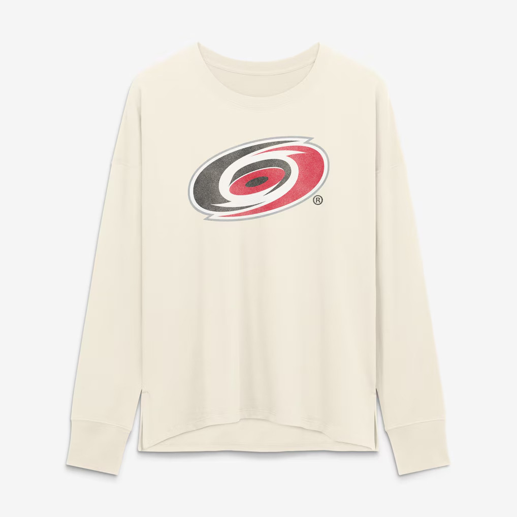 Carolina Hurricanes Merch 2026 Carolina Hurricanes Distressed Logo Long Sleeve T-Shirt Fan Gift