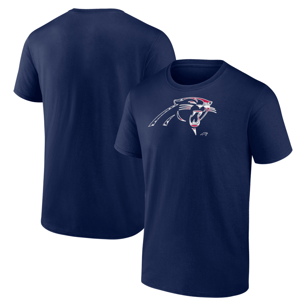 Carolina Panthers Merch - Men's Americana T-Shirt, Navy - Best Presents For Football Fans