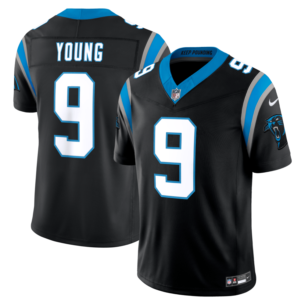 Carolina Panthers Merch - Men's Bryce Young Team Vapor F.U.S.E. Stitched Limited Jersey, Black - Football Related Gifts
