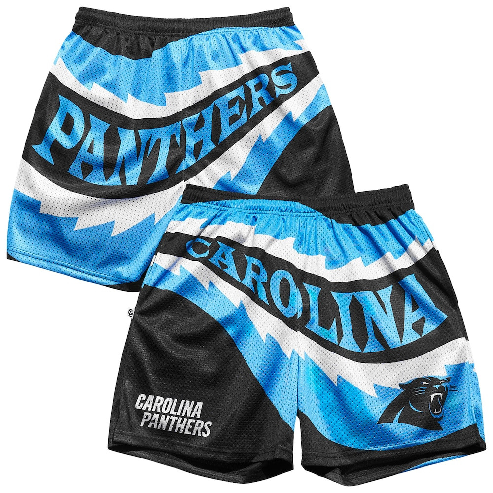 Carolina Panthers Merch - Men's Chalk Line Saw Blade Retro Shorts, Black - Best Gifts For Football Fans