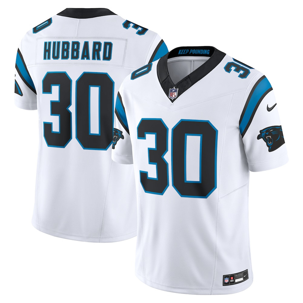 Carolina Panthers Merch - Men's Chuba Hubbard Vapor F.U.S.E. Limited Jersey, White - Best Presents For Football Fans