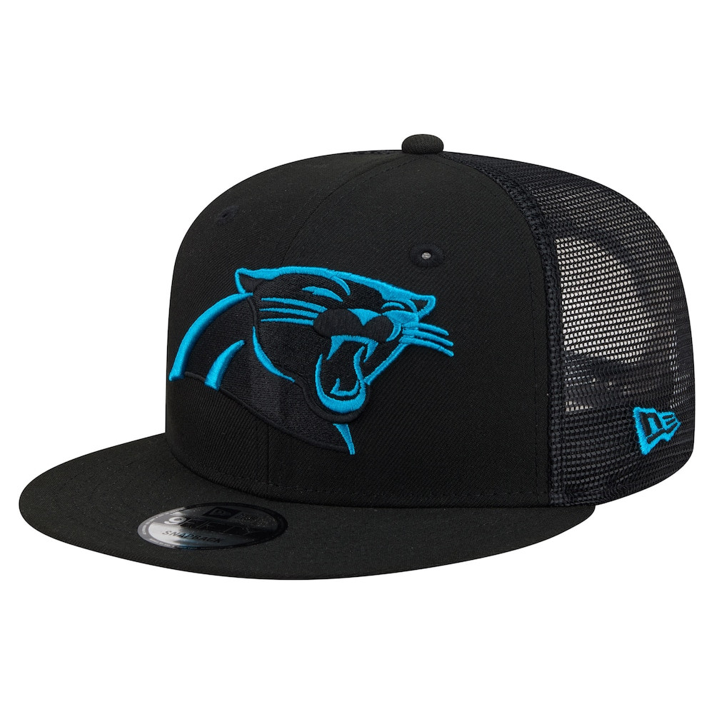 Carolina Panthers Merch - Men's Core Team 9FIFTY Trucker Snapback Hat, Black - New Era - Best Presents For Football Lovers