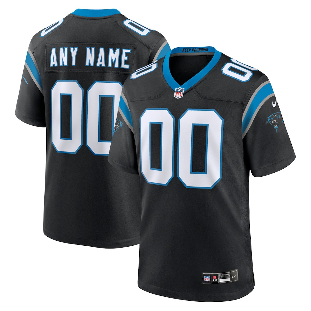 Carolina Panthers Merch - Men's Custom Game Jersey, Black - American Football Fan Gifts