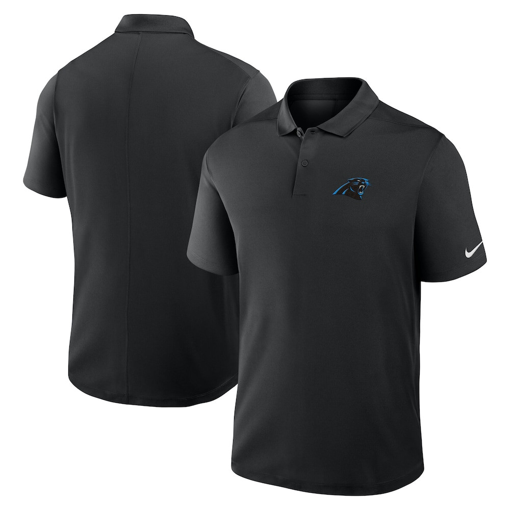 Carolina Panthers Merch - Men's Dri-FIT Victory Polo, Black  - Football Enthusiast Gifts
