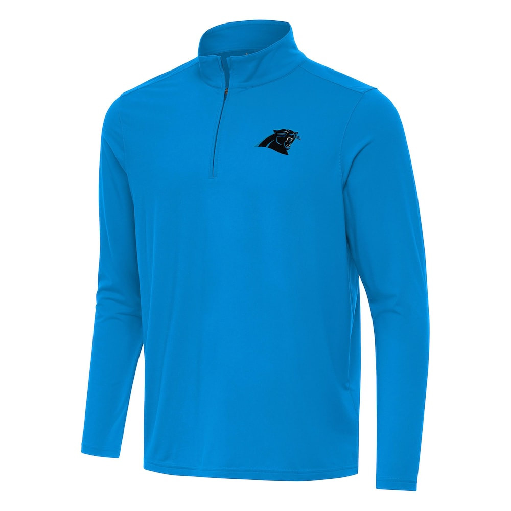 Carolina Panthers Merch - Men's Intent Quarter-Zip Pullover Top, Blue - Antigua - Good Football Gifts