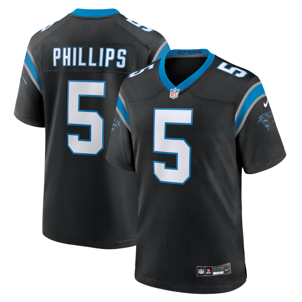 Carolina Panthers Merch - Men's Jaelan Phillips Game Jersey, Black - Cool Football Gift Ideas