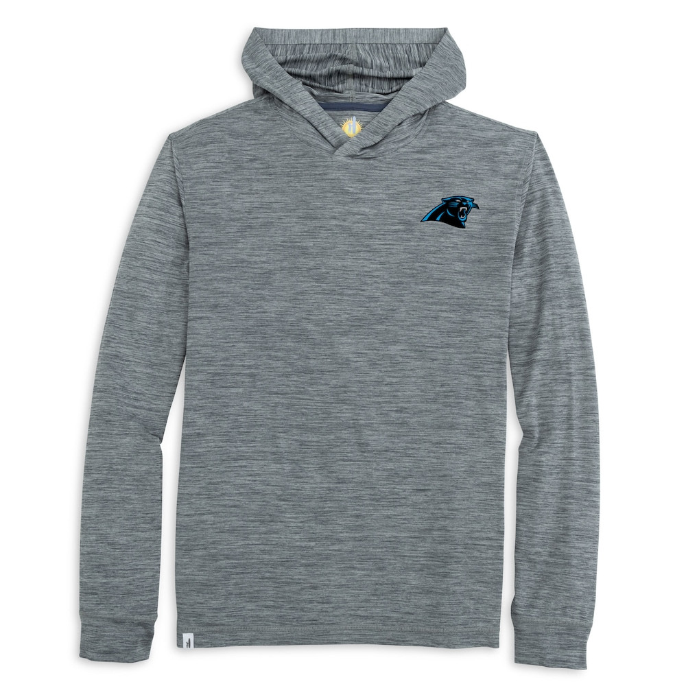 Carolina Panthers Merch - Men's johnnie-O Heather Talon Long Sleeve Hooded T-Shirt, Black - Presents For Football Fans