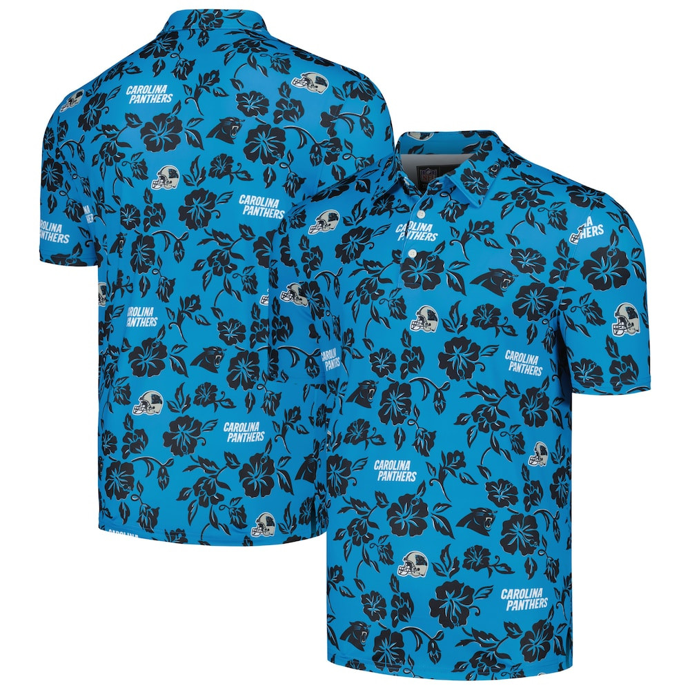 Carolina Panthers Merch - Men's Reyn Spooner Pua Performance Polo, Blue - Best Football Gifts For Adults