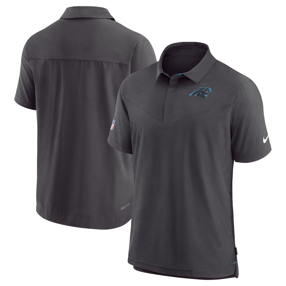Carolina Panthers Merch - Men's Sideline Lockup Performance Polo, Black - Gift For Football Fans
