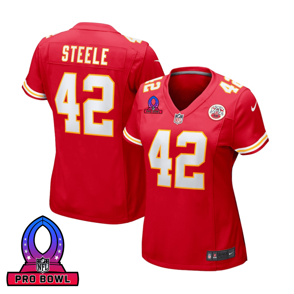 Carson Steele Kansas City Chiefs 2025 Pro Bowl Patch Game Jersey - Red