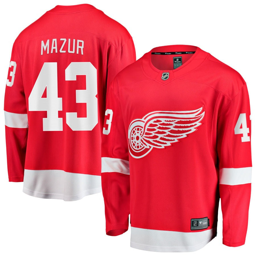 Carter Mazur Detroit Red Wings 2025 Home Breakaway Jersey - Red 1 Carter Mazur Detroit Red Wings 2025 Home Breakaway Jersey - Red