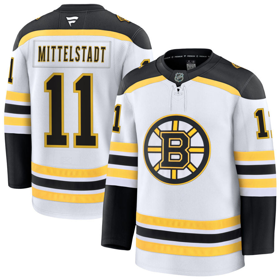 Casey Mittelstadt Boston Bruins 2025 Away Jersey - White 1 Casey Mittelstadt Boston Bruins 2025 Away Jersey - White