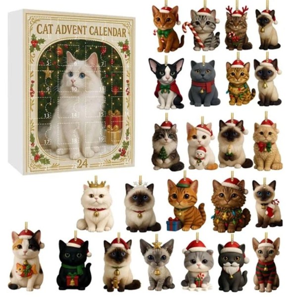Cat Christmas Advent Calendar Ornaments Cat Lovers Cute Christmas Ornaments Holiday Decor - Image 2