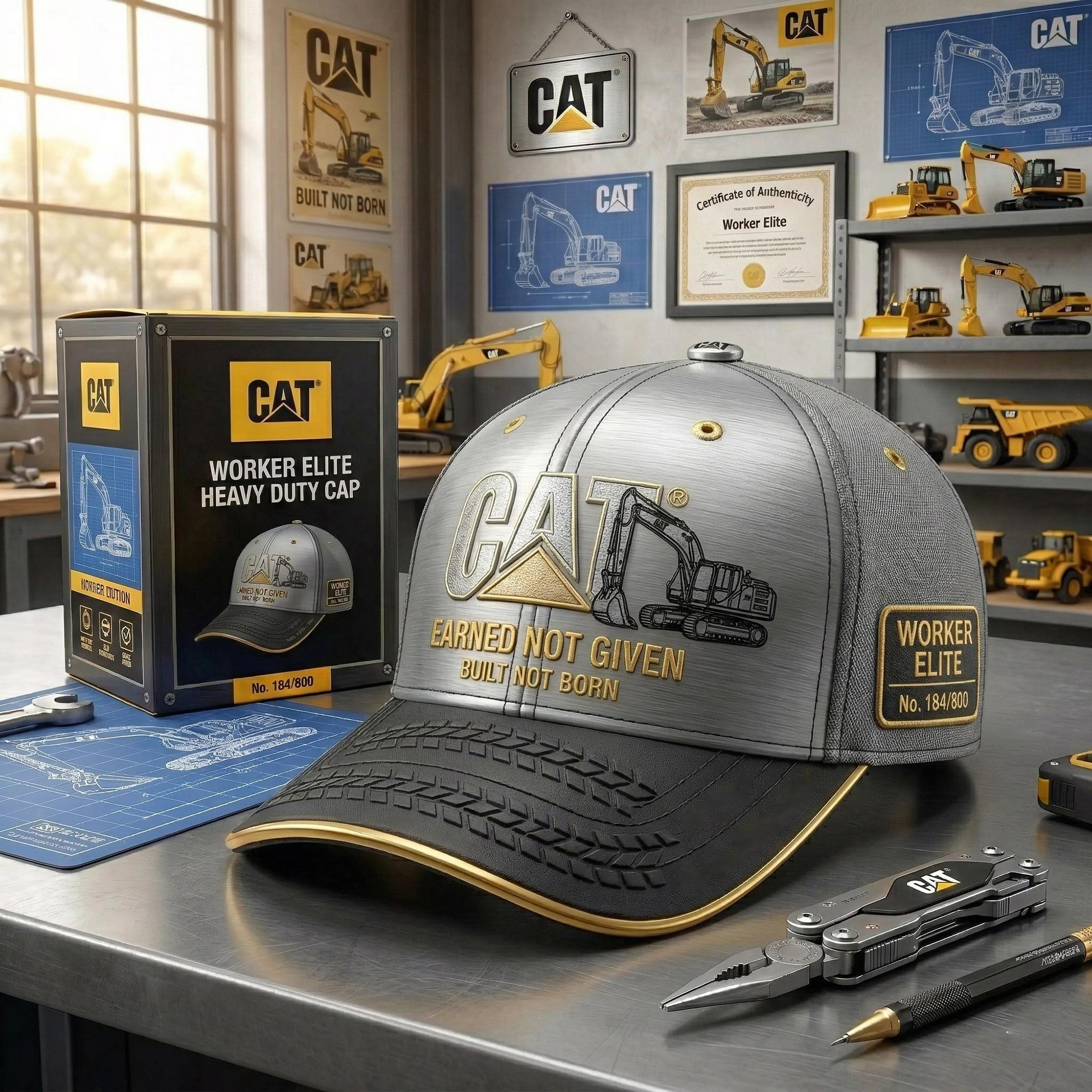 Caterpillar Earned Not Given Built Not Born Hat Worker Elite Cap Caterpillar Merch Dad Gifts