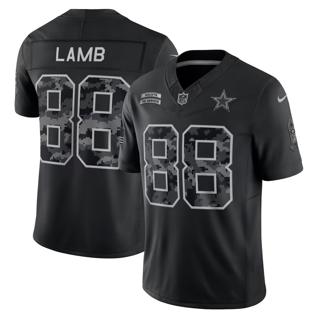 CeeDee Lamb Jersey Shirt #88 Dallas Cowboys 2026 Salute To Service Collection NFL Merch Black