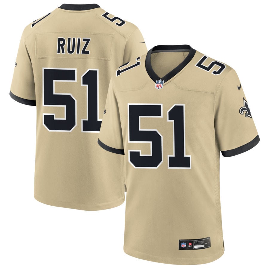 Cesar Ruiz New Orleans Saints 2025 Gameday Golds Alternate Game Jersey - Gold