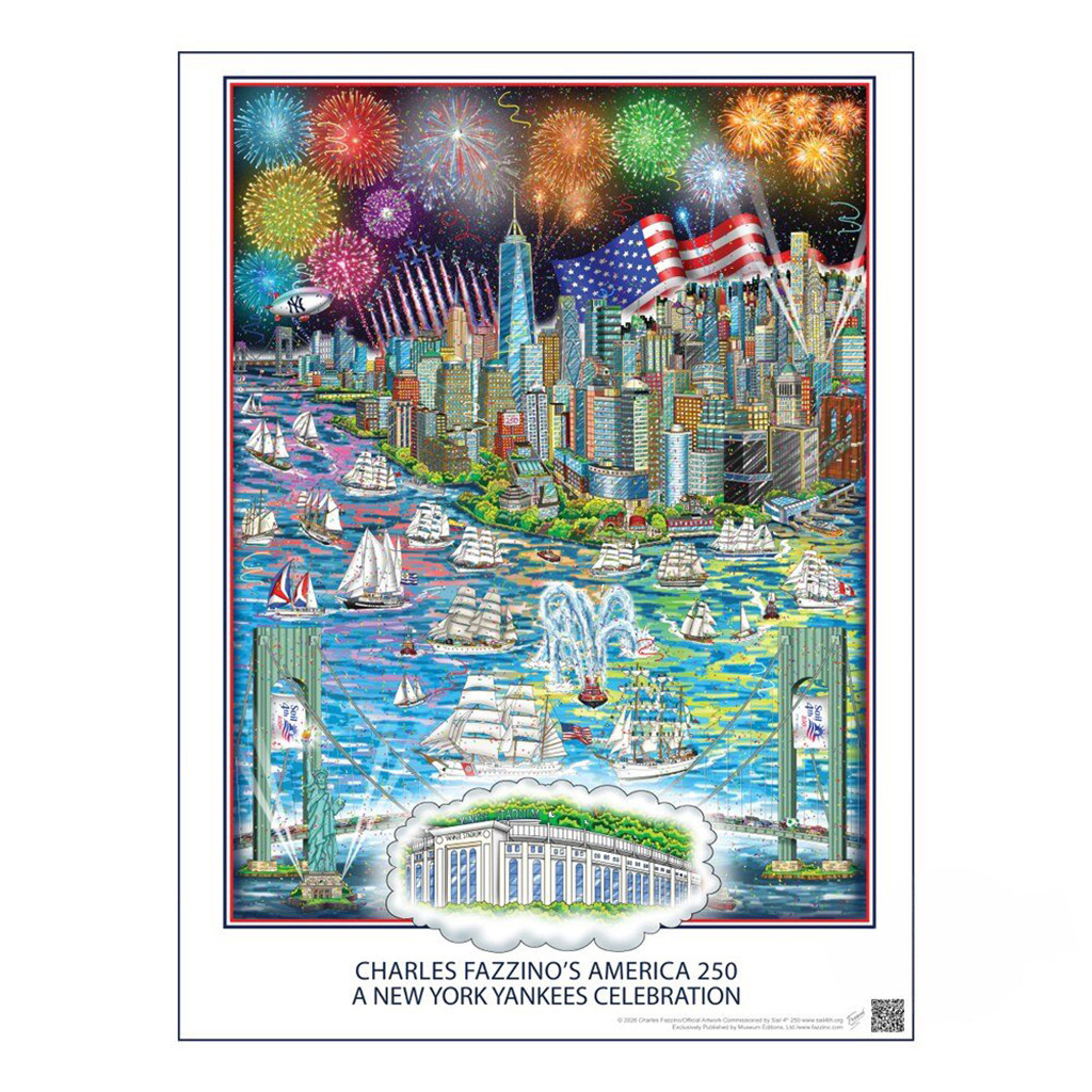 Charles Fazzinos America250 A New York Yankees Celebration Poster 4th Of July Home Decor