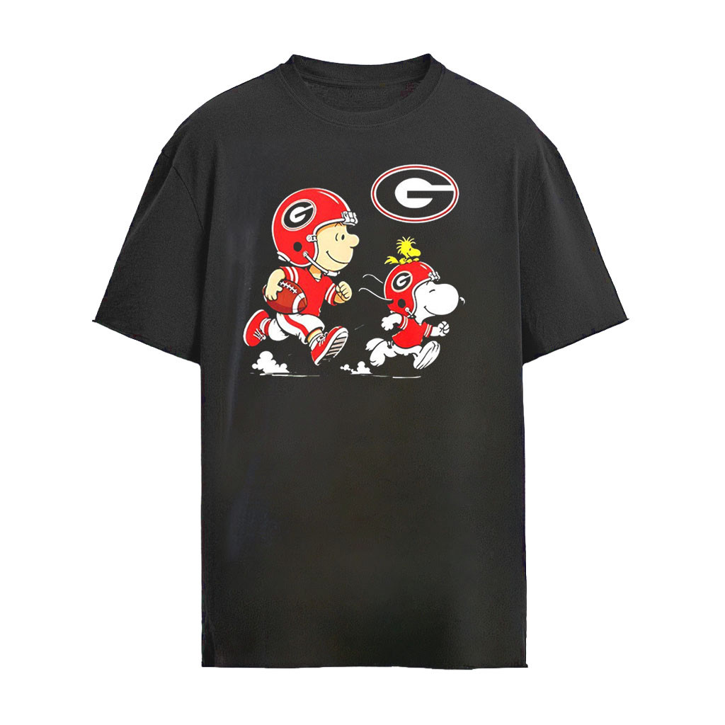 Charlie Brown and Snoopy Running Georgia Bulldogs football shirt
