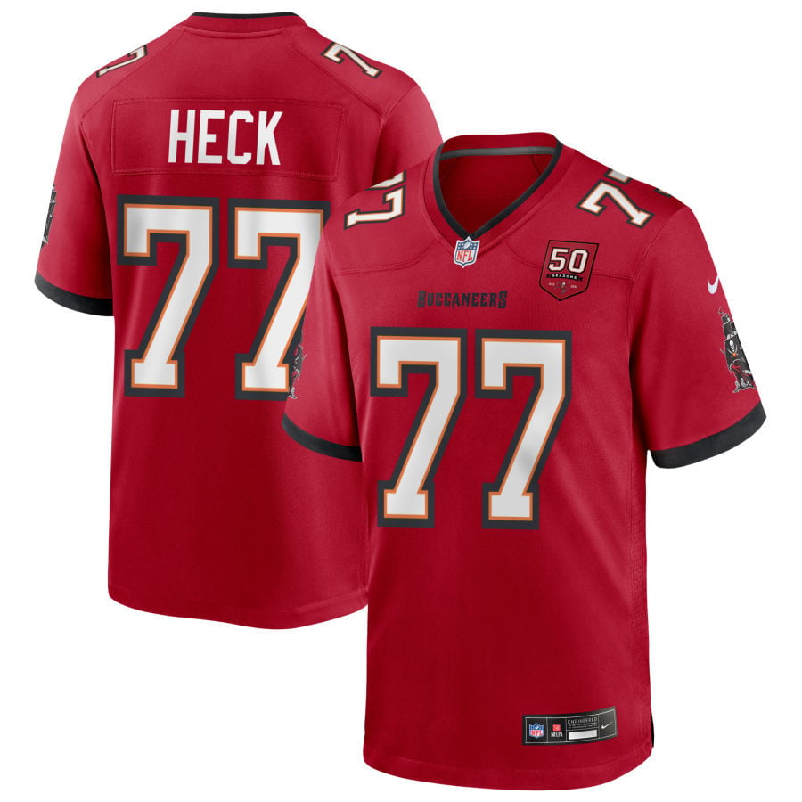 Charlie Heck Tampa Bay Buccaneers 2025 50th Season Game Jersey - Red