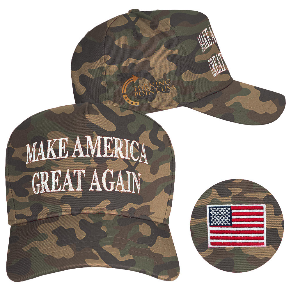 Charlie Kirk Hat Turning Point USA Hat Embroidered MAGA Camo Hat