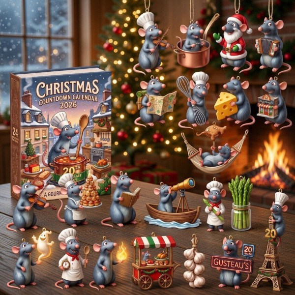 Chef Rat Gourmet Adventure Advent Calendar 2026 24-Day Chef Mouse Christmas Ornaments Box - Image 2