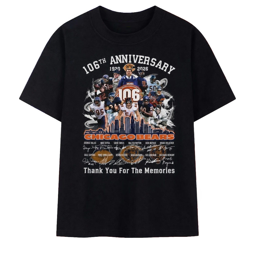 Chicago Bears 106th Anniversary 1920 2026 Legends Signatures T-Shirt Chicago Bears Merch Gifts