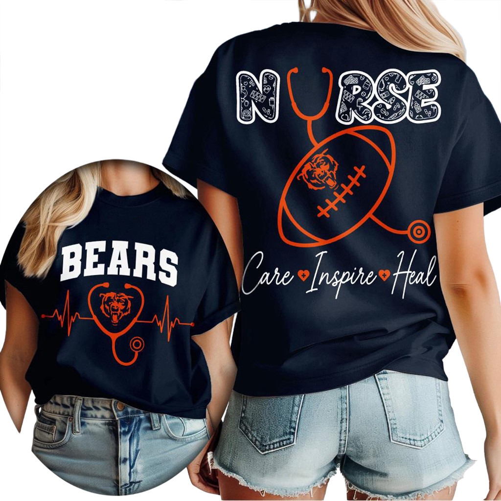 Chicago Bears 2026 NFL Nurse Care Inspire Heal T-Shirt Game Day Shirt Chicago Bears Merch