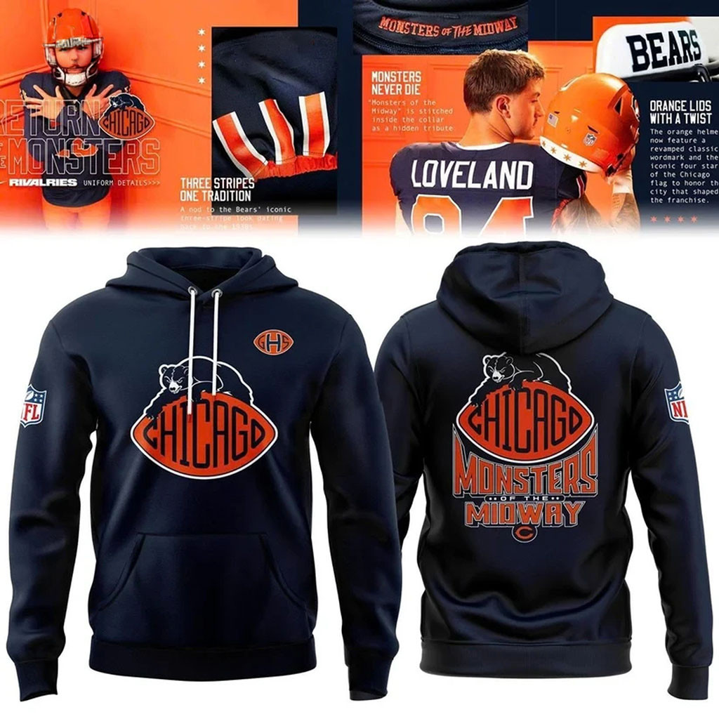 Chicago Bears 2026 Rivalries Monsters Of The Midway Special Hoodie Navy Chicago Bears Merch