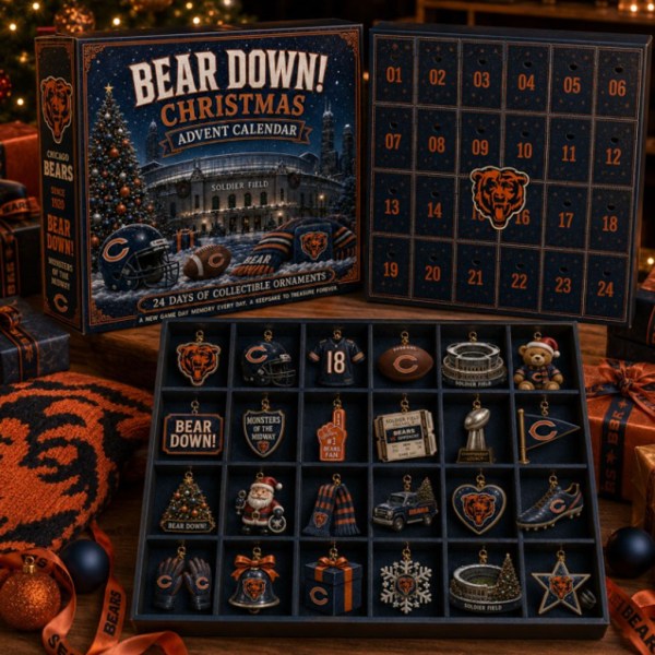 Chicago Bears 24 Days Ornament Advent Calendar Chicago Bears Merch Christmas Gifts For Fans - Image 2