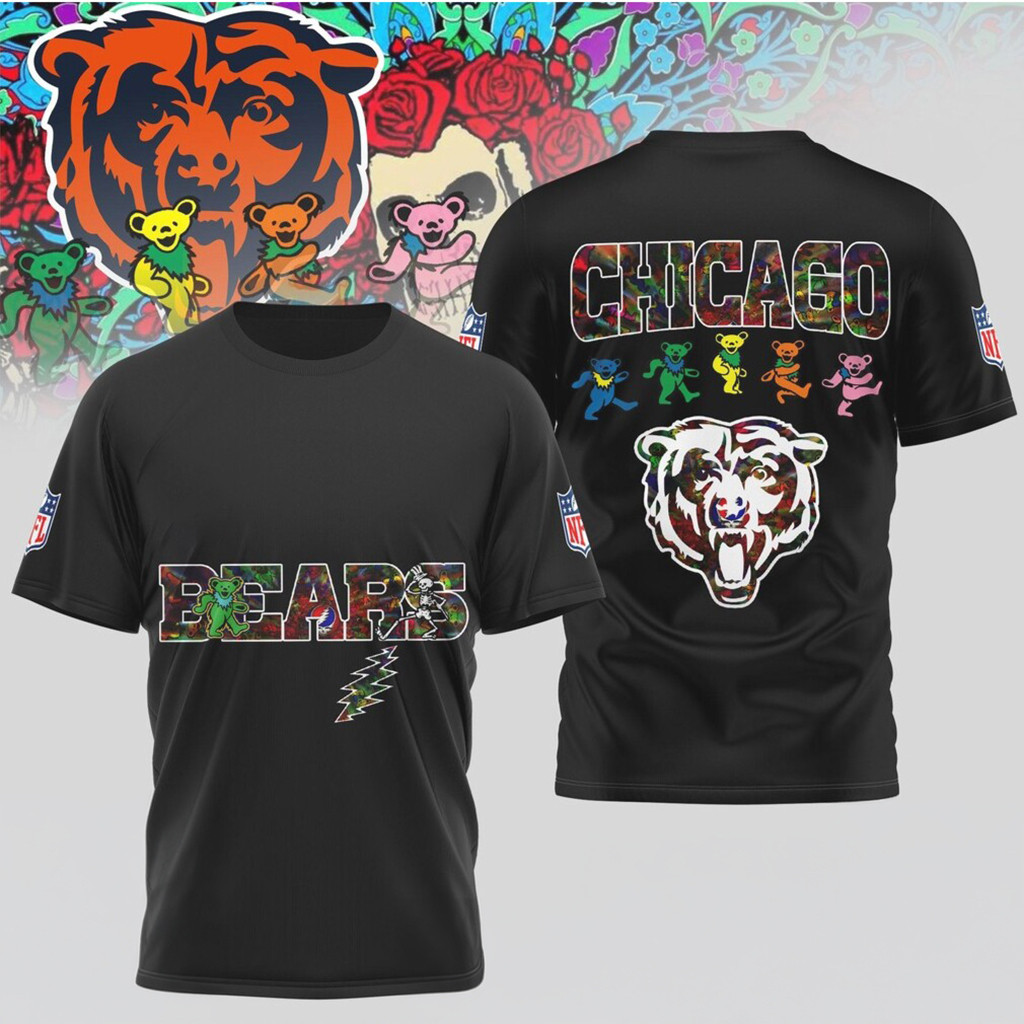 Chicago Bears Grateful Dead Dancing Bears Football T-Shirt Chicago Bears Merch Birthday Gift
