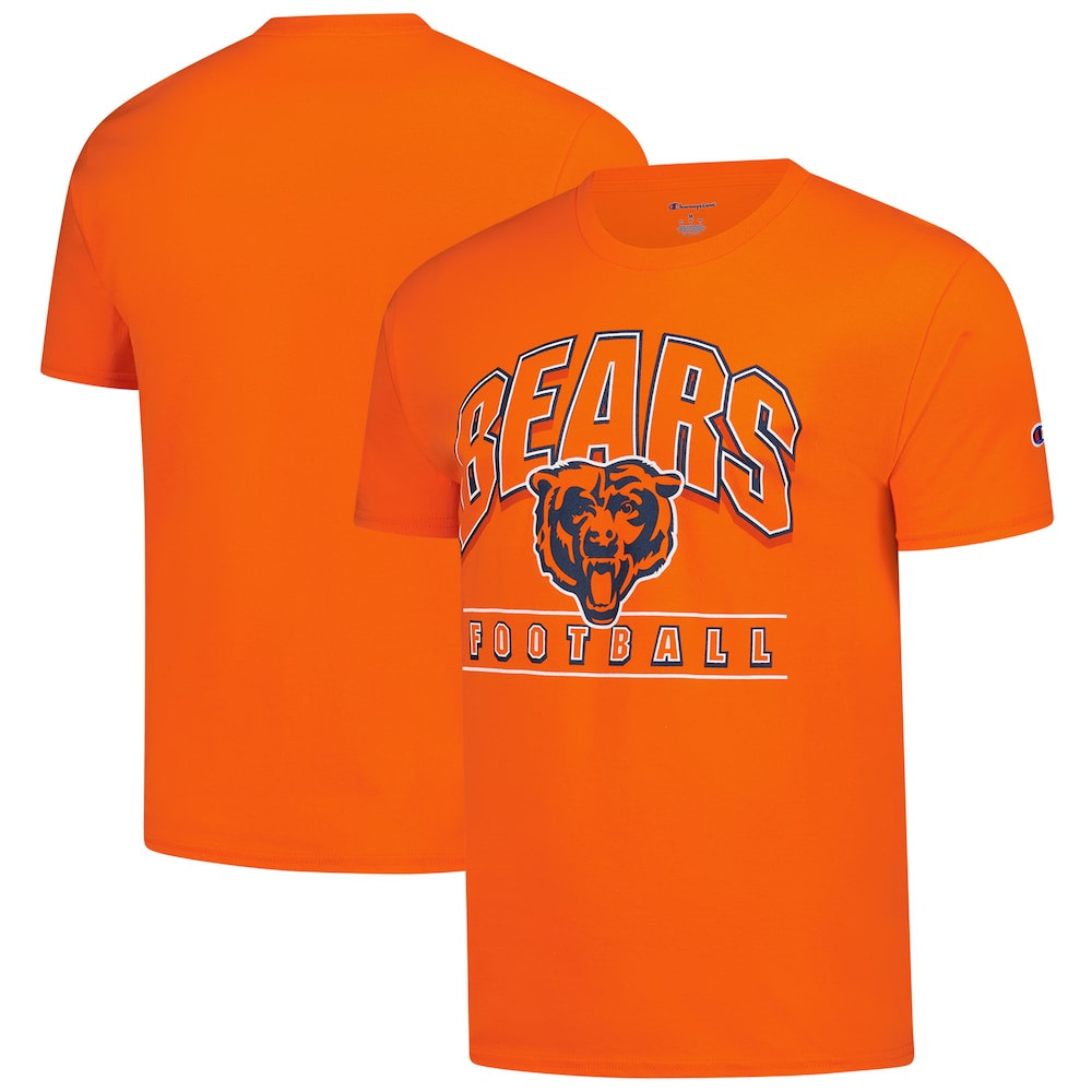 Chicago Bears Merch - Men's Champion Football T-Shirt, Orange - Presents For Football Fans