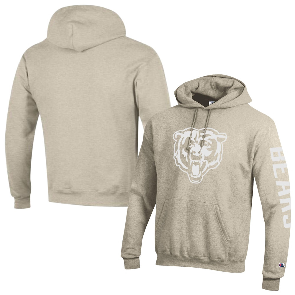 Chicago Bears Merch - Men's Champion Oatmeal Powerblend Hoodie - Gifts For American Football Fans