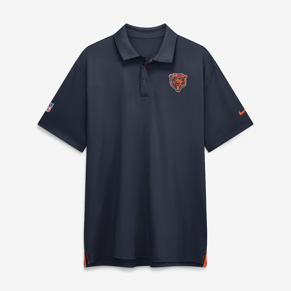 Chicago Bears Merch - Men's Sideline Powerful Blocking Dri-FIT Tour Polo, Navy - Football Fan Gift Ideas