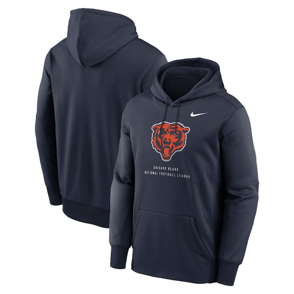 Chicago Bears Merch - Men's Toss Sweep Therma-FIT Hoodie, Navy - Best Gifts For Football Fans