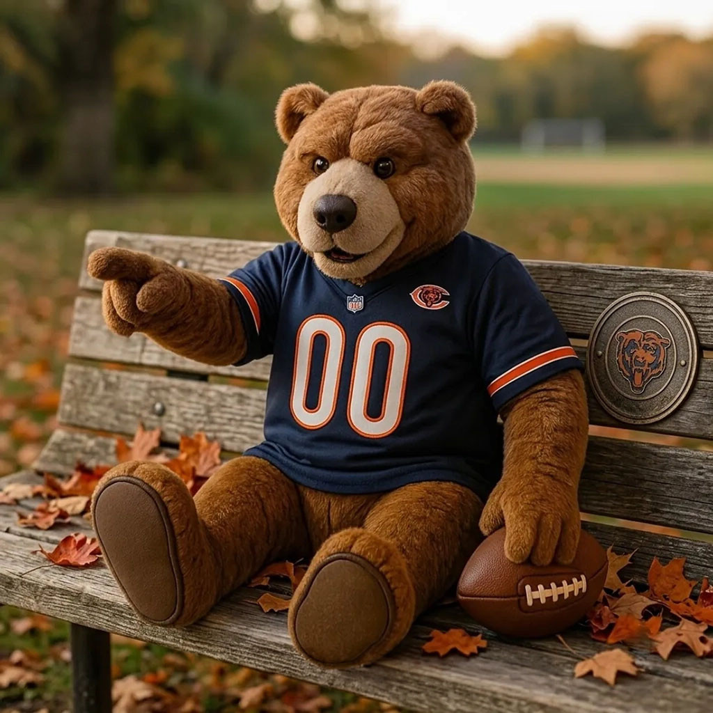 Chicago Bears Teddy Bear Mascot Plush Pillow Chicago Bears Merch Gift For Football Fans