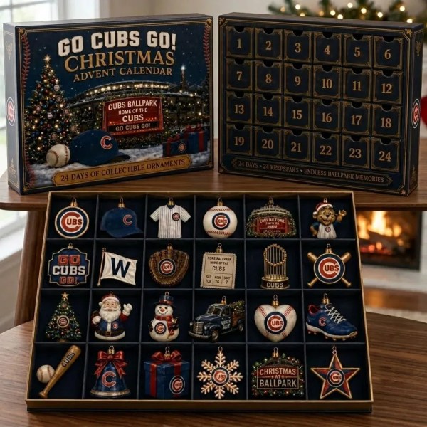 Chicago Cubs 24-Day Baseball Ornament Advent Calendar Chicago Cubs Merch Christmas Gifts - Image 2