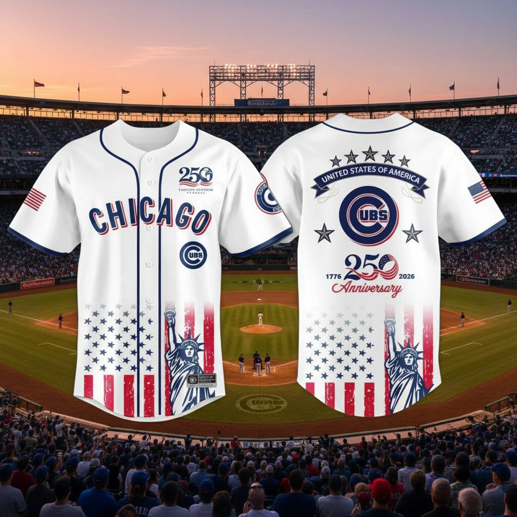 Chicago Cubs America 250th Anniversary Jersey 1776 2026 Patriotic Jersey Chicago Cubs Merch