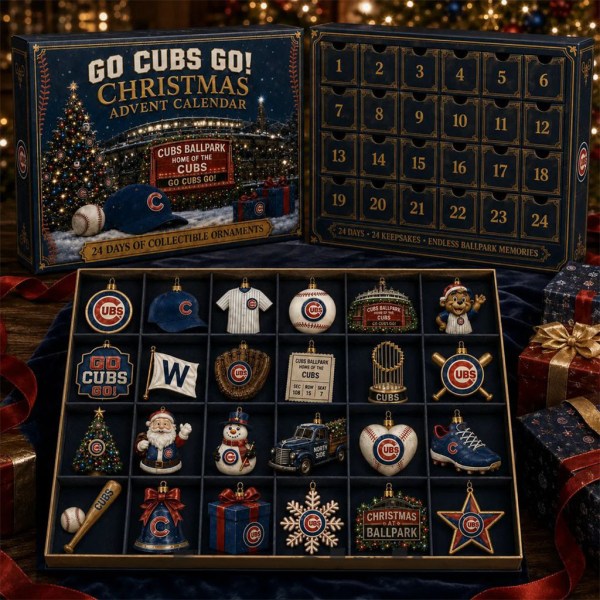 Chicago Cubs Merch Go Cubs Go Baseball Christmas 2026 Advent Calendar Christmas Tree Ornaments - Image 2