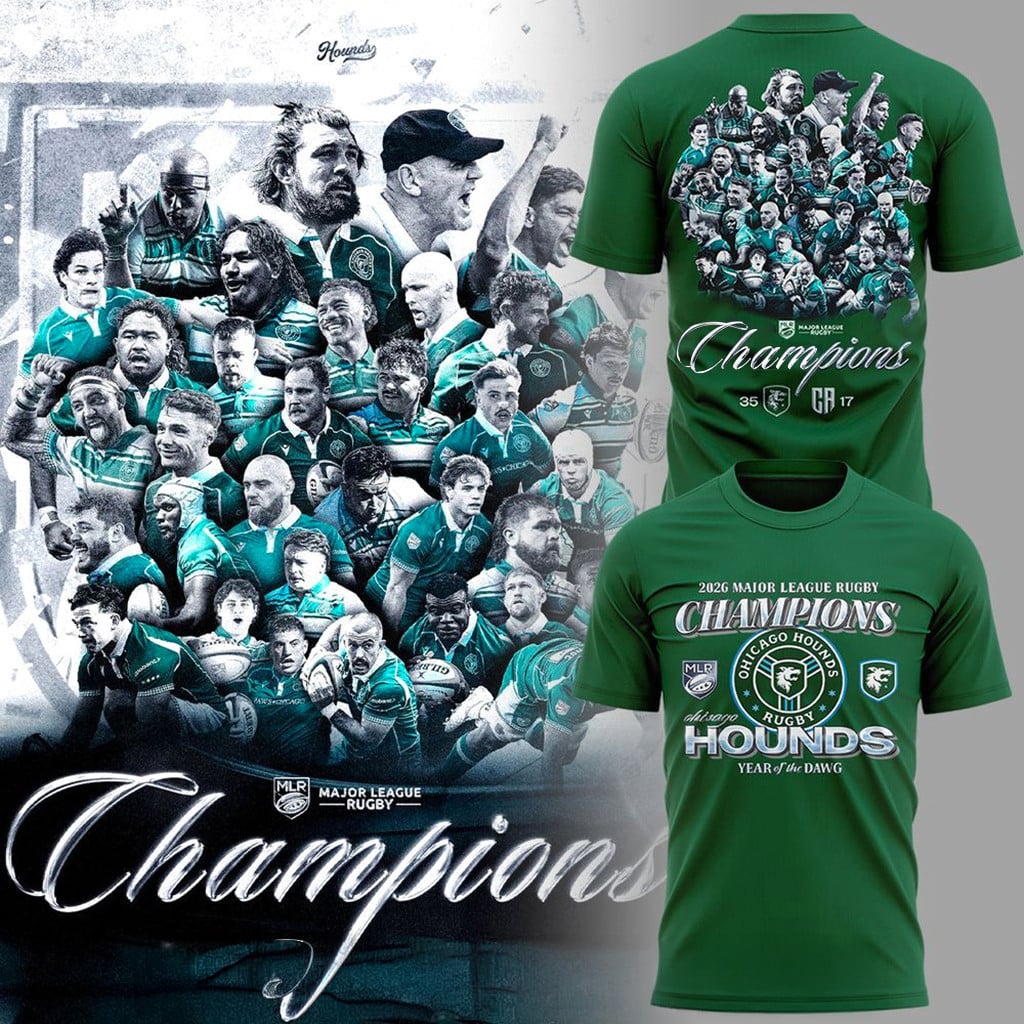 Chicago Hounds 2026 MLR Champions T-Shirt Chicago Hounds Merch Present For Rugby Fans