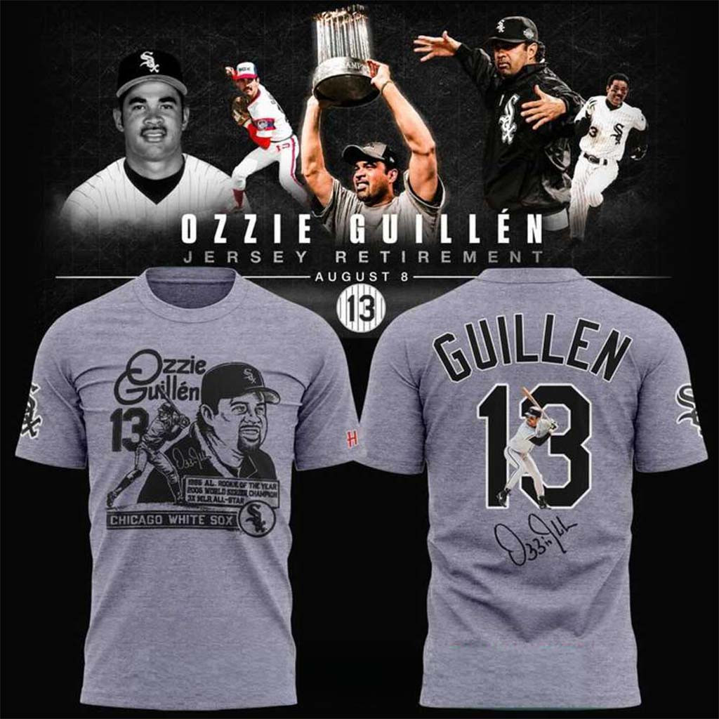 Chicago White Sox #13 Ozzie Guillen Jersey Retirement Shirt White Sox Merch Gifts For Him