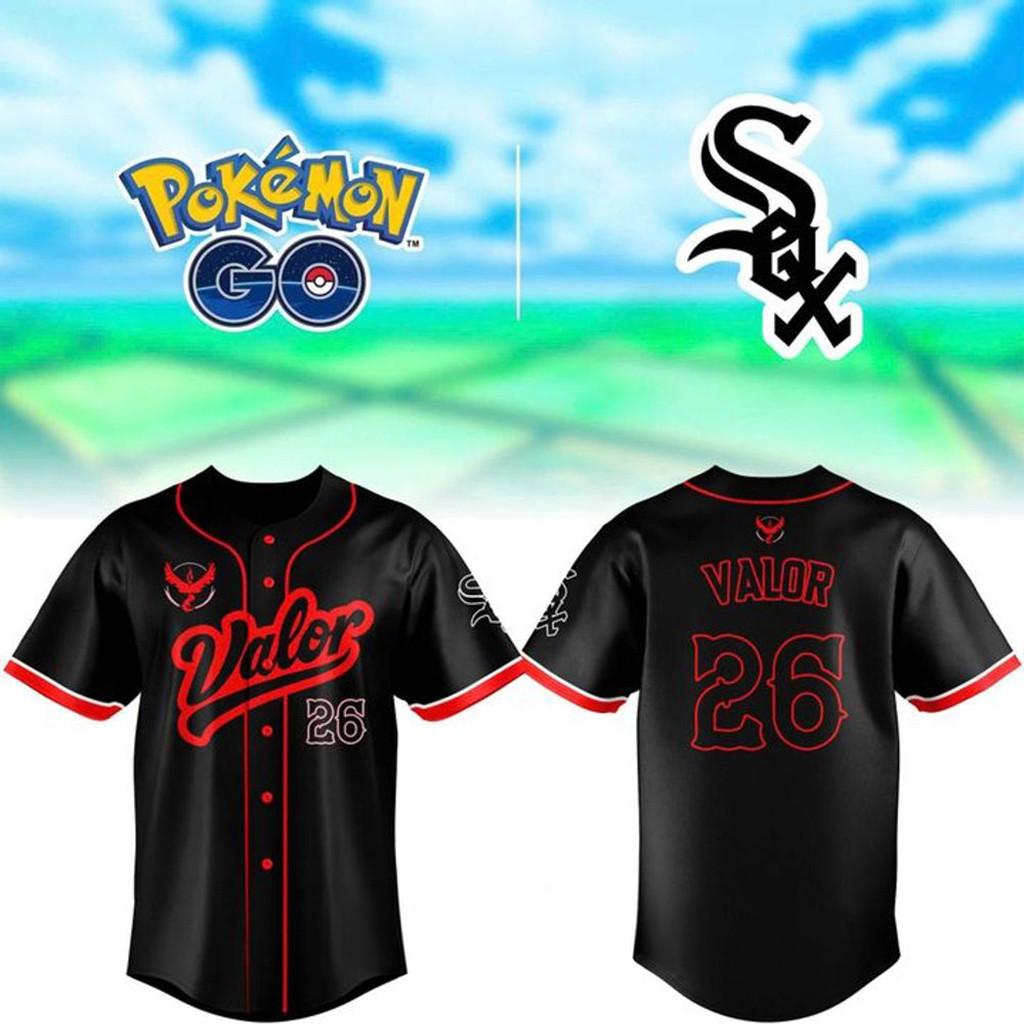 Chicago White Sox Pokemon Go Valor Baseball Jersey White Sox Merch Gifts For Baseball Fans