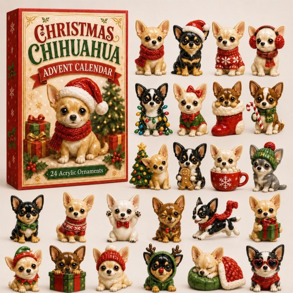 Chihuahua Advent Calendar 2026 24 Days Christmas Tree Ornaments Chihuahua Lovers Holiday Gift - Image 2