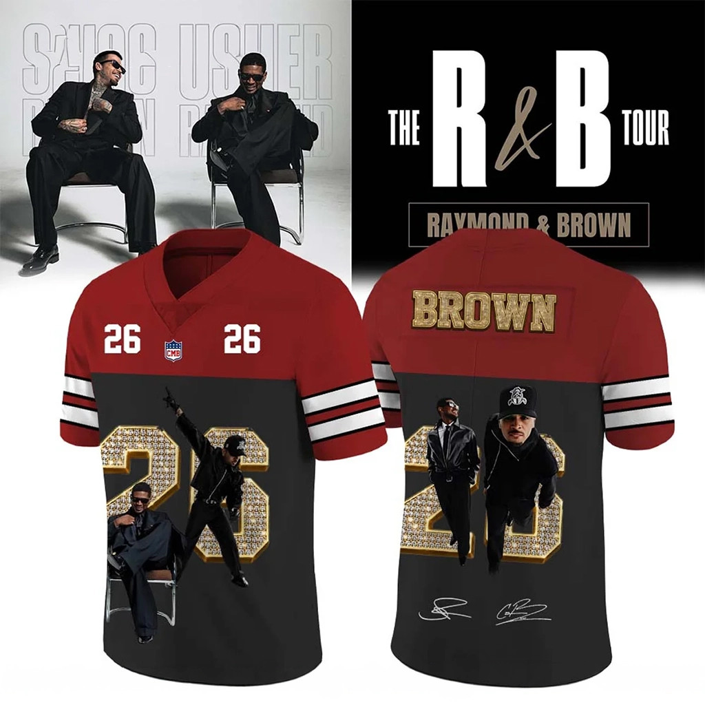 Chris Brown And Usher Merch 2026 The R&B Tour Jersey Team Brown Apparel Signatures