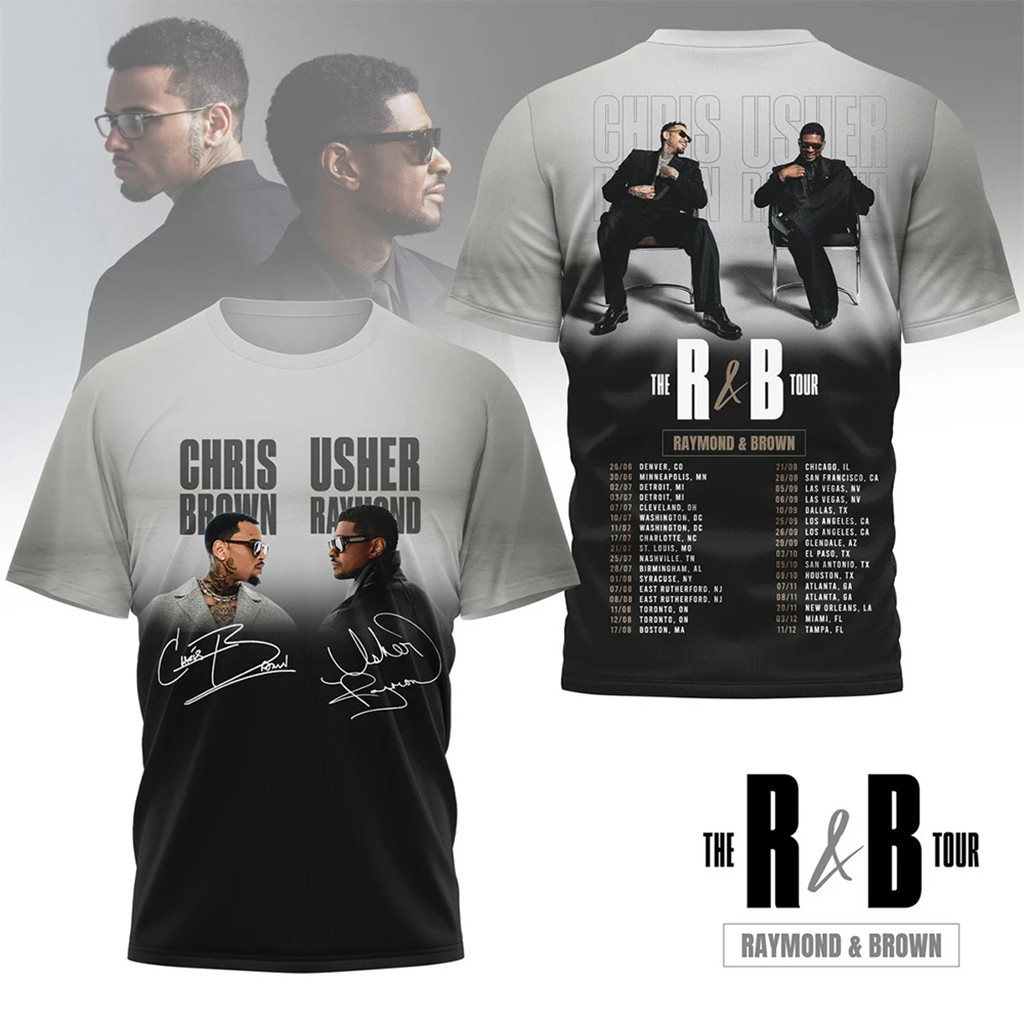Chris Brown And Usher The R And B Tour 2026 T-Shirt Gifts For Music Lovers