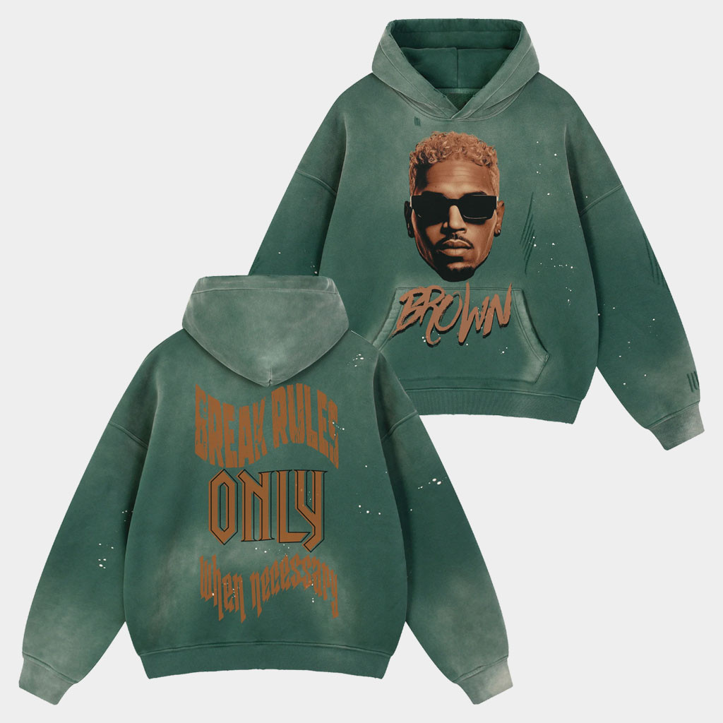 Chris Brown Merch 2026 BROWN Big Head Hoodie Break Rules Only When Necessary Hoodie Fan Gifts