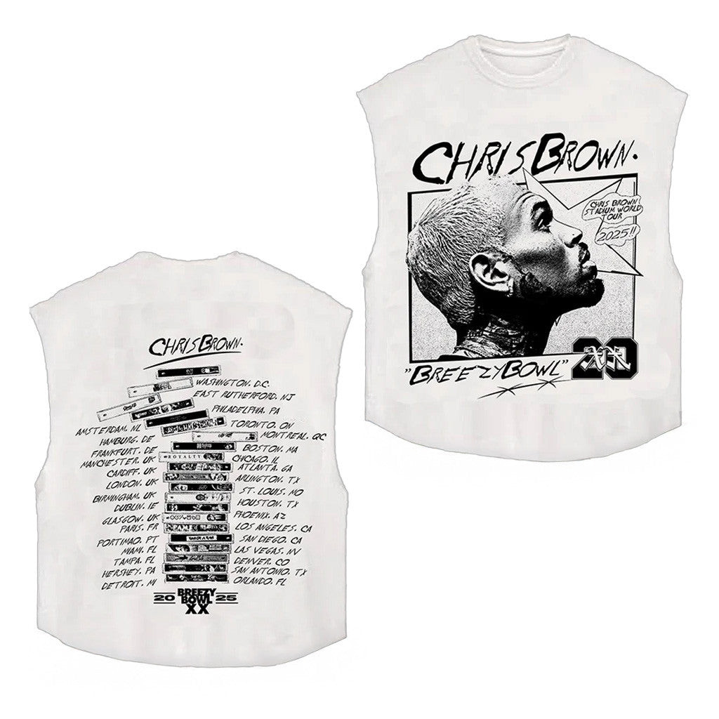 Chris Brown Merch Tour 2025 Breezy Bowl Muscle Tank Gifts For Fans