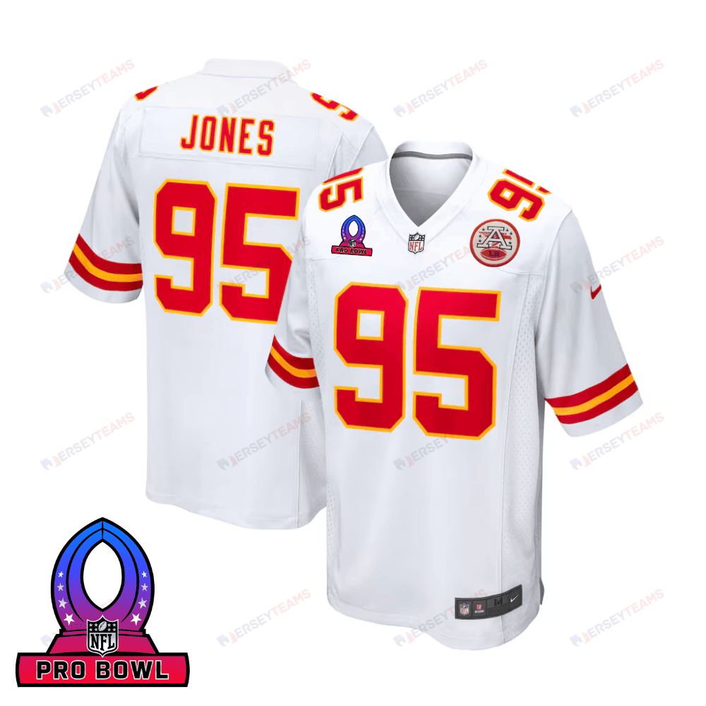 Chris Jones Kansas City Chiefs 2025 Pro Bowl Patch Game Men Jersey - White