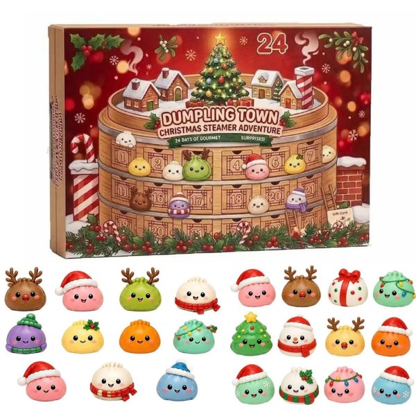 Christmas Squishies Advent Calendar 2026 Dumpling Town Squishy Surprise Toys Gifts For Xmas - Image 2