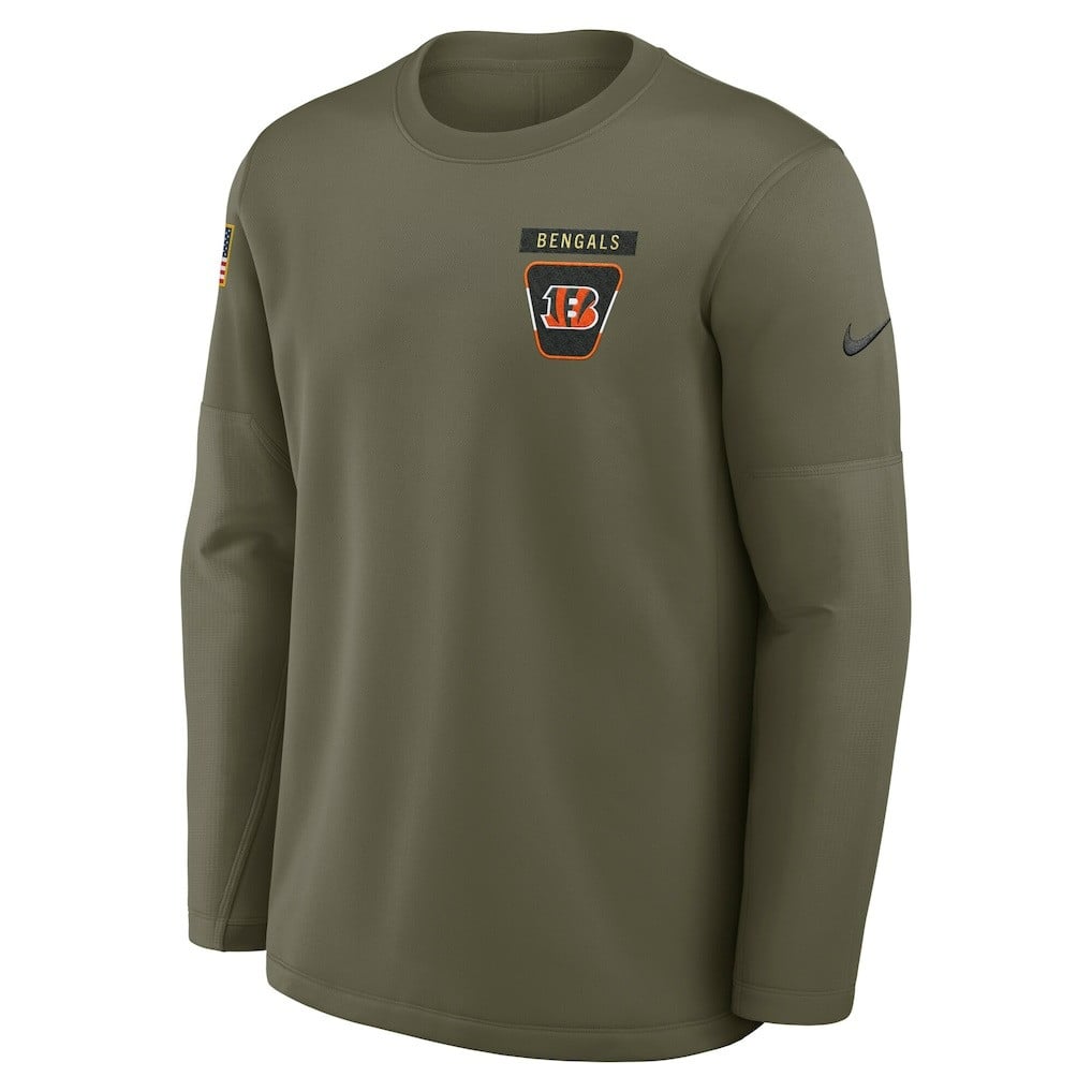 Cincinnati Bengals 2025 Salute to Service Sideline Coaches Therma-FIT Long Sleeve Shirt - Olive - Image 2