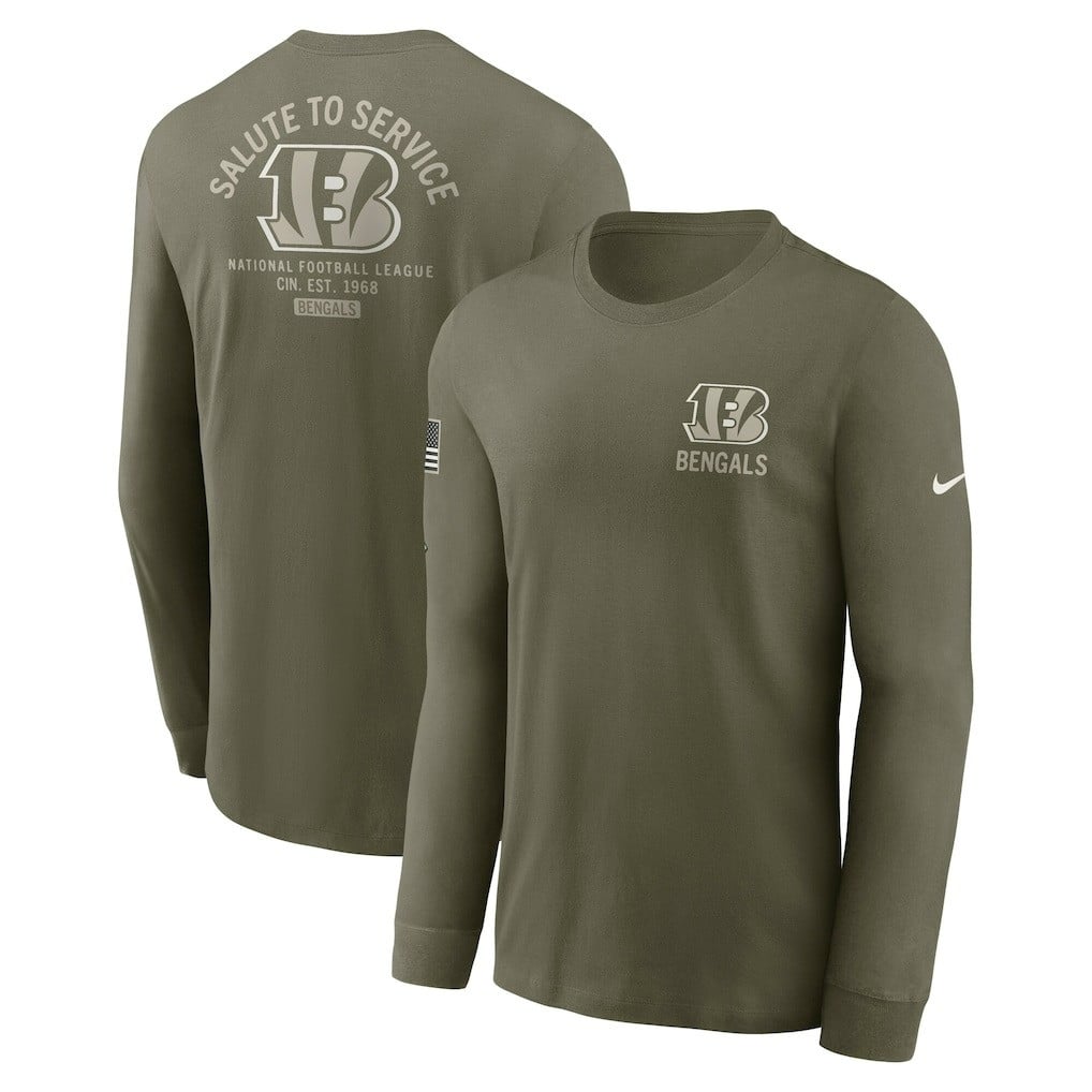 Cincinnati Bengals 2025 Salute to Service Sideline Long Sleeve T-Shirt - Olive
